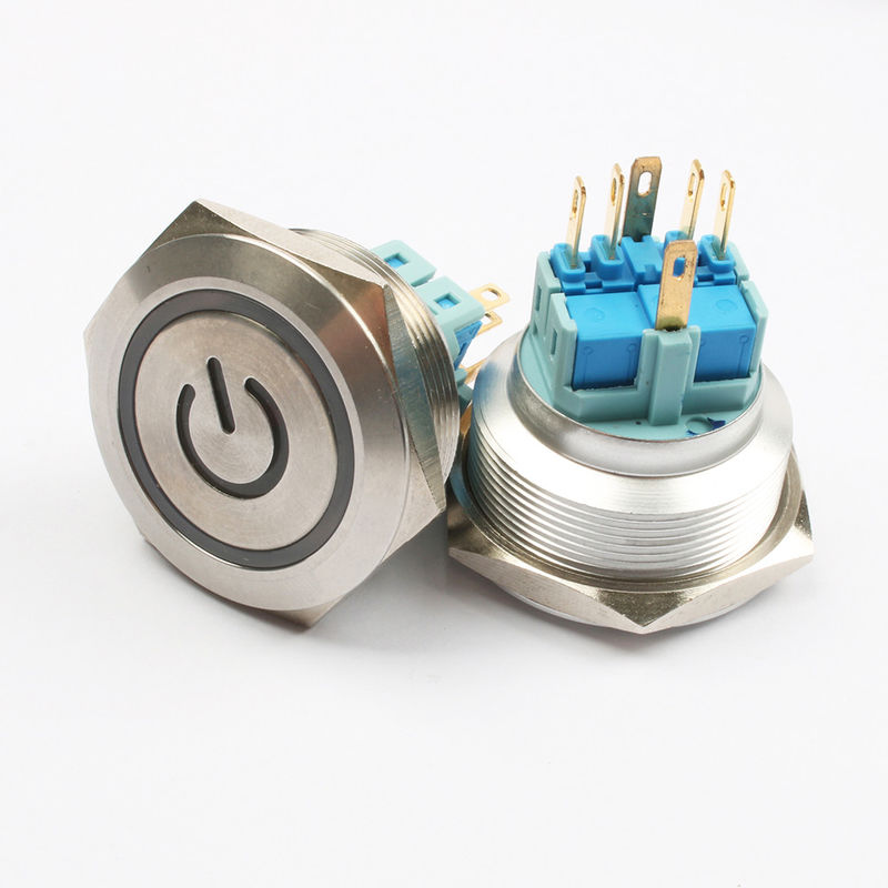 Mettez sous tension le type d'anneau lumineux LED des commutateurs 30mm de bouton poussoir en métal