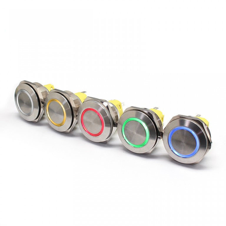 commutateurs lumineux de bouton poussoir en métal de 28mm autour du type anneau 500V LED