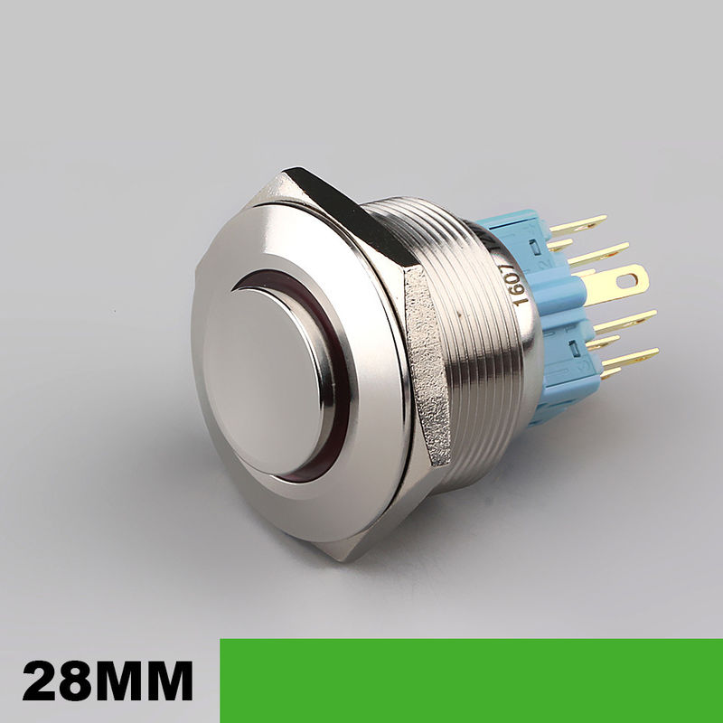 commutateurs lumineux de bouton poussoir en métal de 28mm autour du type anneau 500V LED