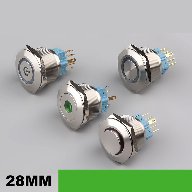 commutateurs lumineux de bouton poussoir en métal de 28mm autour du type anneau 500V LED