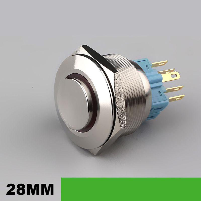 commutateurs lumineux de bouton poussoir en métal de 28mm autour du type anneau 500V LED