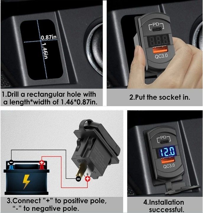 12v 24v chargeur usb commutateur rocker prise de recharge rapide prise étanche rapide double Pd Qc3.0 pour voitures bateau