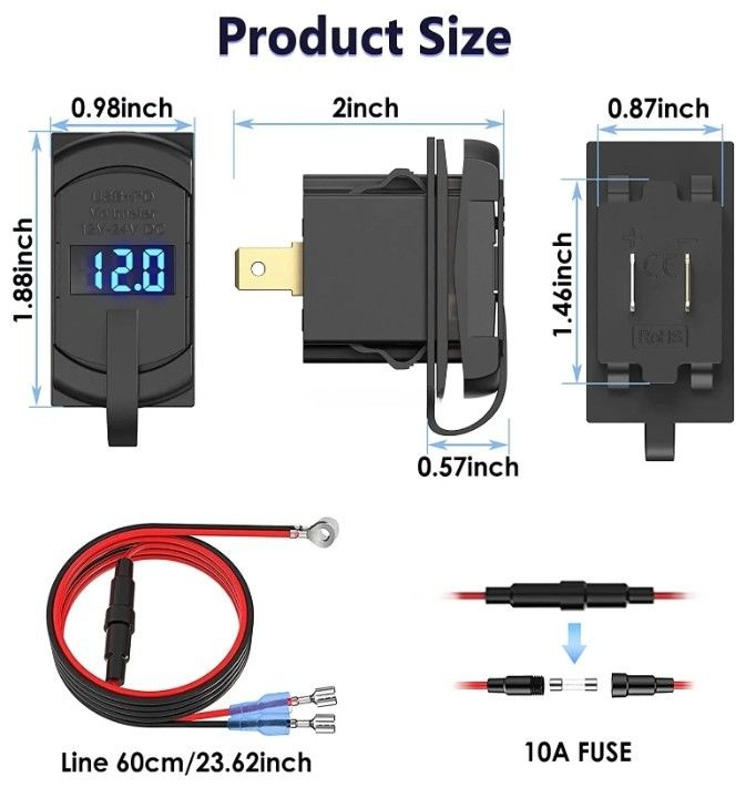 12v 24v chargeur usb commutateur rocker prise de recharge rapide prise étanche rapide double Pd Qc3.0 pour voitures bateau