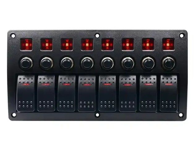 Sur le panneau de commutation en aluminium rocker étanche à l'eau 8 gang 3 brocheur de circuit protection contre la surcharge