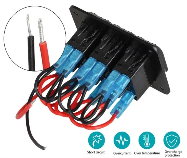 DC 12V 24V Blue LED rétroéclairé 3 Gang Aluminium 5 broches ON et OFF