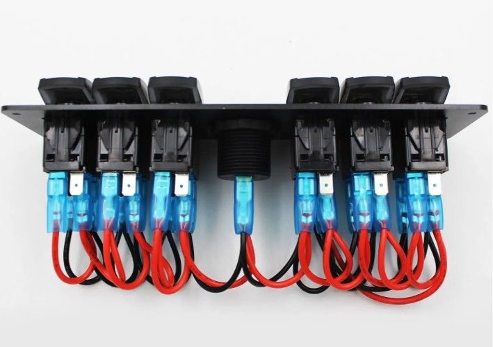 Couleur Voltmètre 6 Gang DC12V 24V Led On Off 5 PIN Rocker Panneau de commutation pour caravane automobile marine