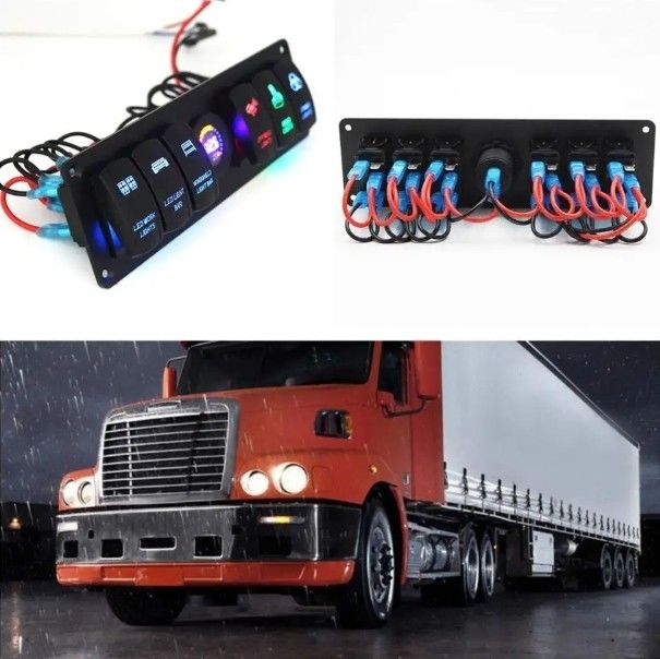 Couleur Voltmètre 6 Gang DC12V 24V Led On Off 5 PIN Rocker Panneau de commutation pour caravane automobile marine