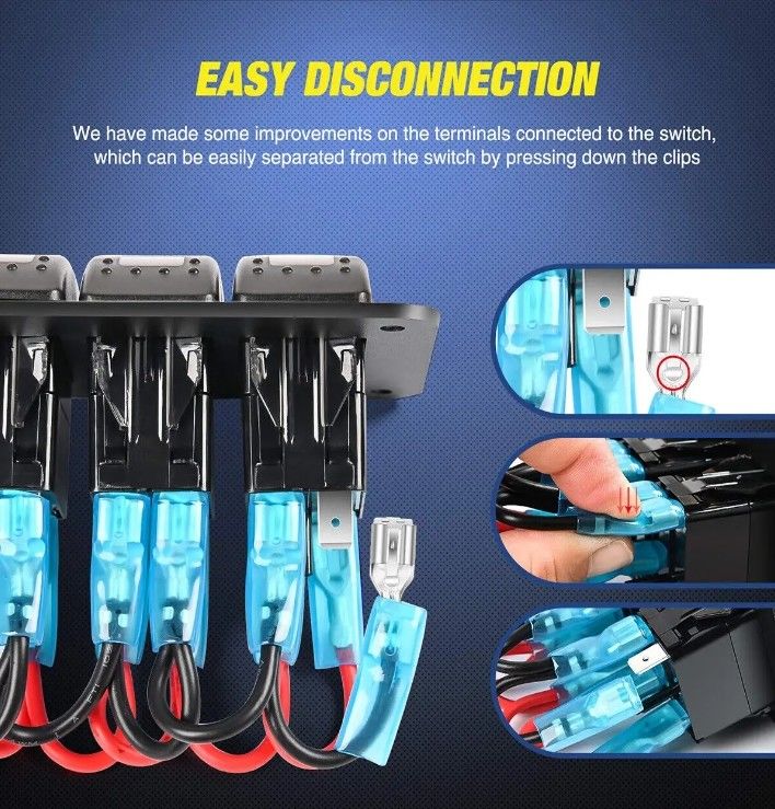 DC12V 24V 3 Gang Red LED Light Rocker Boîte de commutateur avec double chargeur USB 4.8A Voltmètre pour voiture Marine camions Bateaux