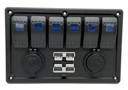 Panneau de commutation 12V 8 Way Gang Rocker avec prise Anderson double W / 50A prise d'alimentation et double USB
