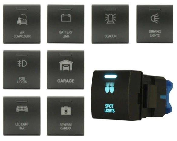 Logo personnalisé DC 12V 3A CAMERA INVERSE LED Commutateur à bouton pour Toyota Square Landcruiser Prado