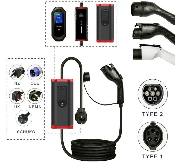 IP65 16A-40A personnalisé réglable SAE J1772 Type 1 Chargeur de voiture portable