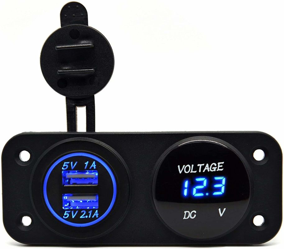 DC 12V 24V LED Voltmètre numérique double prise USB Panneau de prise d'alimentation 3.1A Chargeur