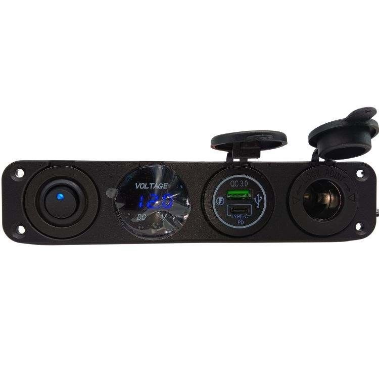 4 en 1 Voltmètre automobile double USB 12V allume-cigarette pour voiture Voltage-mètre avec interrupteur