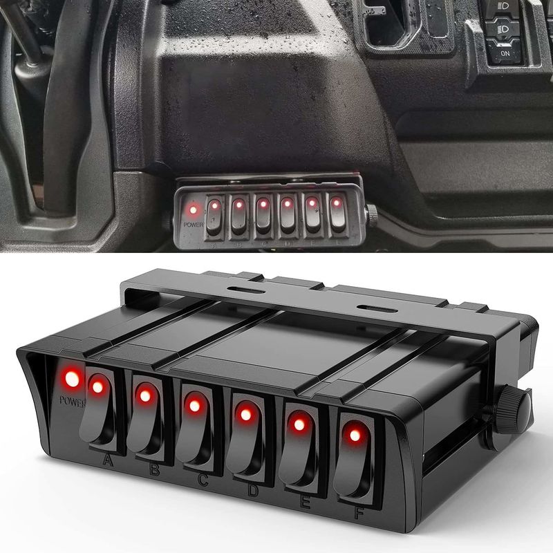 6 boîtes de commutation de gang Rocker SPST On/Off Rocker Panneau de commutation de basculement 30Amp Max 12 fils AWG