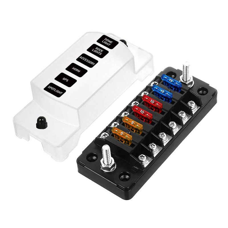 Bloc de fusible à 6 voies 12V-24V DC avec bus négatif Atc/Ato boîtes de fusibles automobiles standard